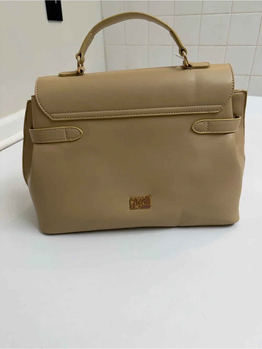 Cavalli Class Tatiana Quilted Top Handle Bag Almond NWT Strap + Dust Bag